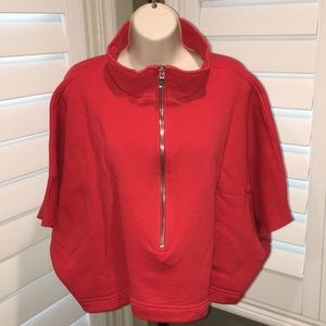 Red Cropped Sweater Poncho